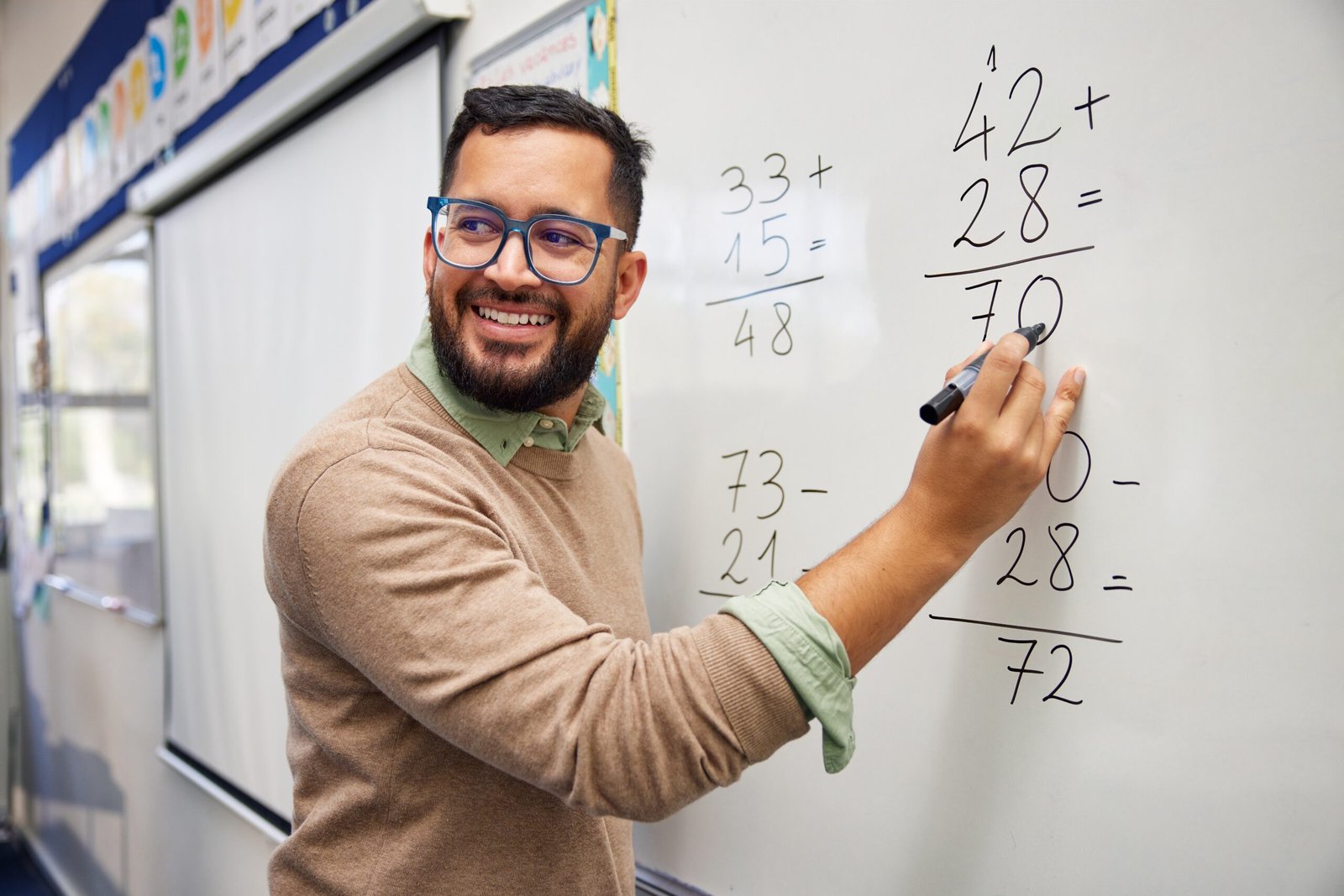 Happy,Teacher,Teaching,How,To,Do,The,Column,Additions,At